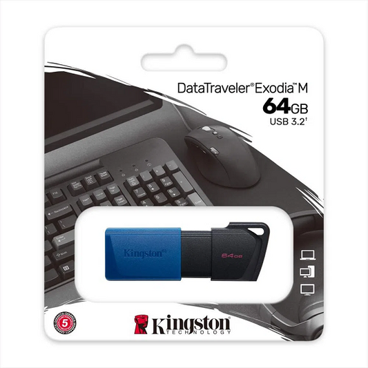 MEMORIA USB KINGSTON DTM 64GB USB A 3.2 RETRACTIL AZUL