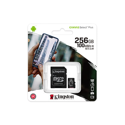 MEMORIA MICRO SD KINGSTON 256GB CANVAS PLUS C10 V10 A1 100MB/S